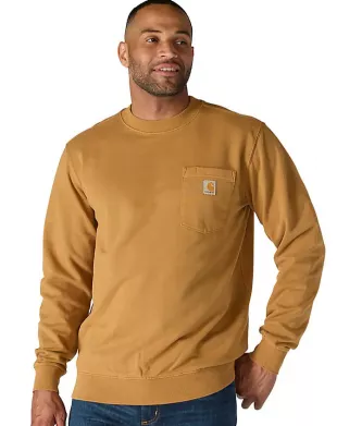 Relaxed Fit Midweight Garment Dye French Terry Crewneck Pocket Sweatshirt