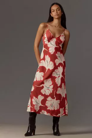 Sleeveless V-Neck Slip Midi Dress