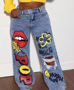 Street Ribbon Straight Y2K Jeans main image 0