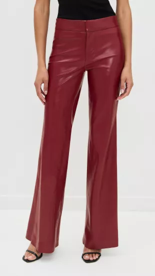 Andrew Faux-Leather Boot-Cut Pants