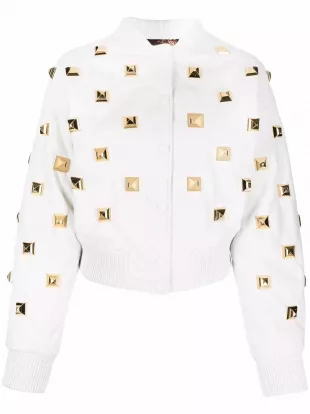 Studded Quilted Bomber Jacket