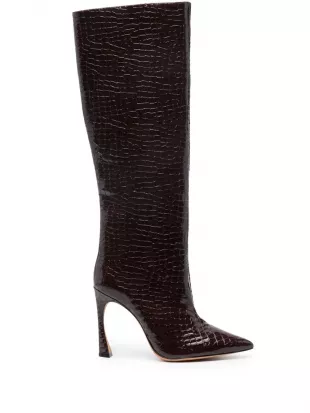 Kyra 100mm Embossed Leather Boots