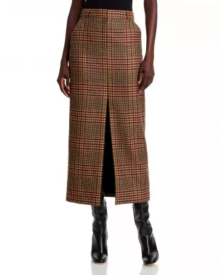 Maxine Plaid Wool Maxi Skirt