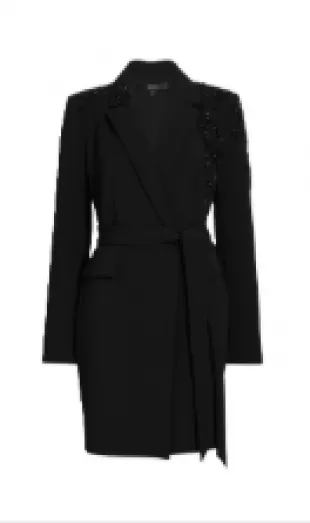 Embellished Crepe Wrap Style Cocktail Dress
