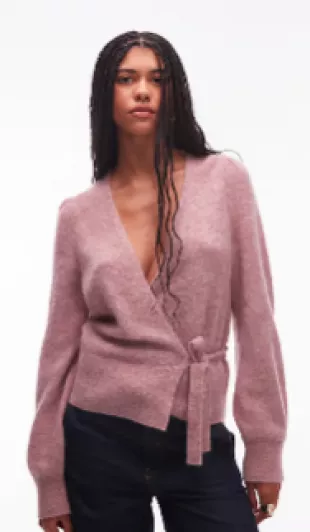 Mohair & Wool Blend Hairy Yarn Wrap Cardigan