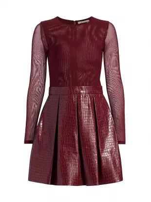 Chara Croc Embossed Pleated Dress