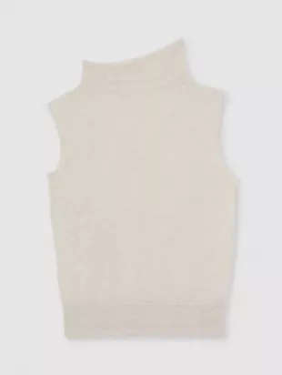 Harper Wool Funnel Neck Sleeveless T Shirt