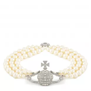 3 Row Pearl Bas Relief Choker