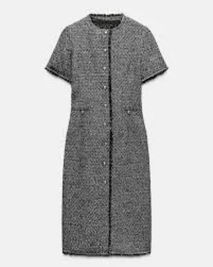 Gray Tweed Midi Dress