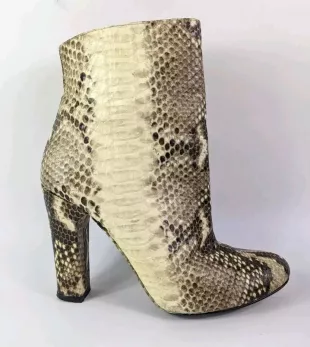 Snake print Leather High Heel Ankle Boots