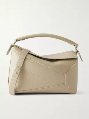Puzzle Edge Small Textured Leather Shoulder Bag