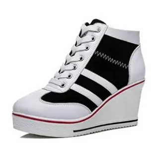 High Heel Platform High Top Canvas Shoes