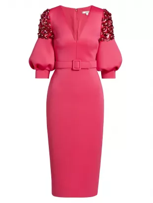 Belted Scuba Cocktail Dress