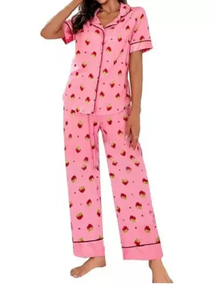 Minding Your Business Rachel Strawberry Printed Pajama
