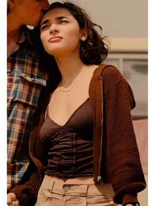 Landman S02 Paulina Chavez Brown Cropped Hoodie