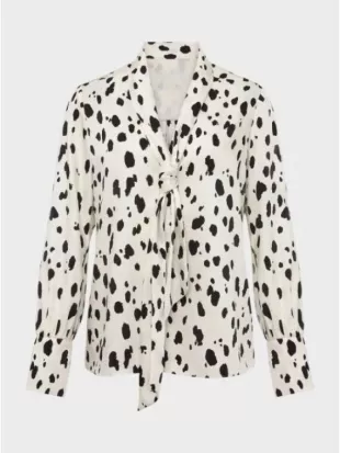 Elsbeth S03 Carrie Preston Black Graphics Neck-Tie Blouse