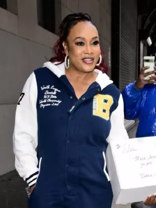 Vivica A. Fox NYC FOX Studios Varsity Letter Hooded Jumpsuit
