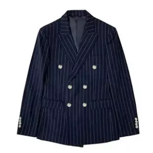 Stripe Two Pieces Suit Double Breasted