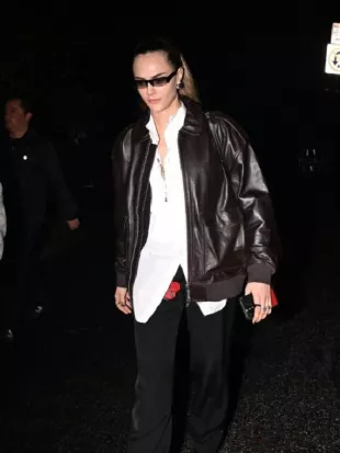 Cara Delevingne Los Angeles 2025 Bomber Leather Jacket