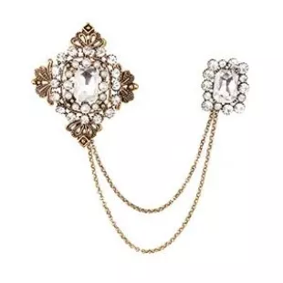 Fashion Tassel Diamond Square Chain Brooch