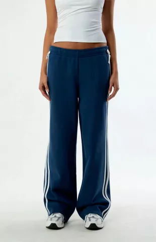 Navy Blue Striped Bow Sweatpants