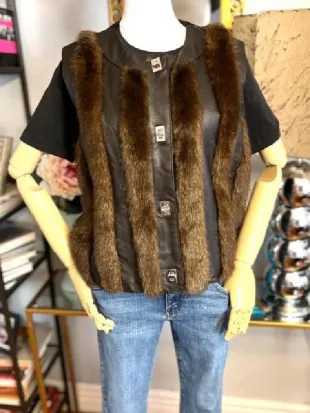 Wild Cherry Katarina Cas Fur and Leather Vest