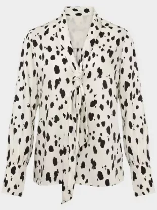 Elsbeth S03 Elsbeth Tascioni Black Spot Print Tie-Neck Blouse