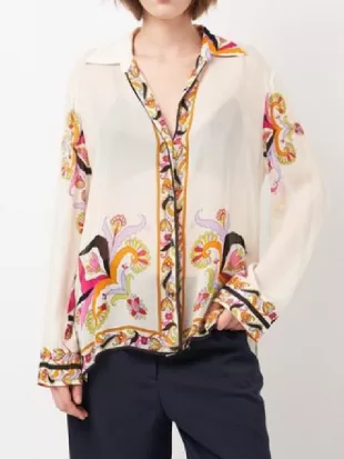 Wild Cherry Katarina Cas Floral Baroque Print Blouse