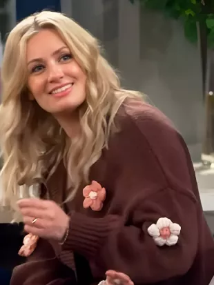 The Neighborhood Beth Behrs Brown Flower Patches Cardigan