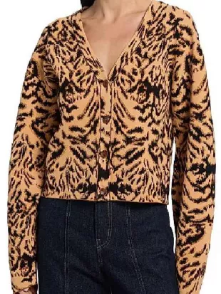 The Bold and the Beautiful Jacqueline MacInnes Tiger Print Cardigan