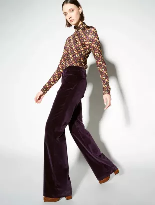 Flared Plum Velvet Trousers