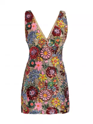 Aera Floral-Sequined Sheath Minidress