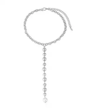 Silver Plated Deep Drop Lariat Necklace