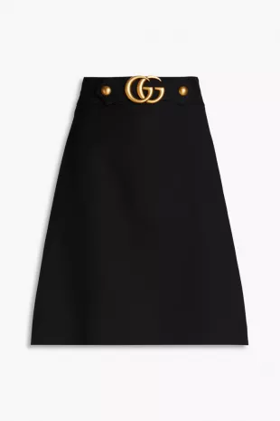 Double G Wool & Silk Crepe A-Line Skirt