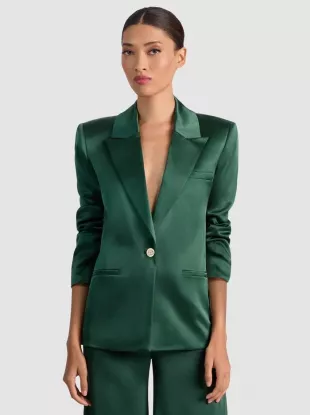 Silas Satin Blazer in Green Mystique