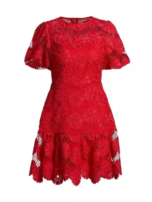 Yasmin Lace Minidress in Red