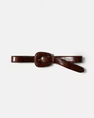 Elsy Leather-Buckle Belt in Chestnut