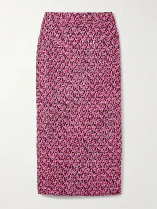 Sequin-embellished Tweed Midi Skirt