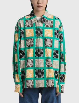 Paisley Printed Corduroy Zip Up Shirt