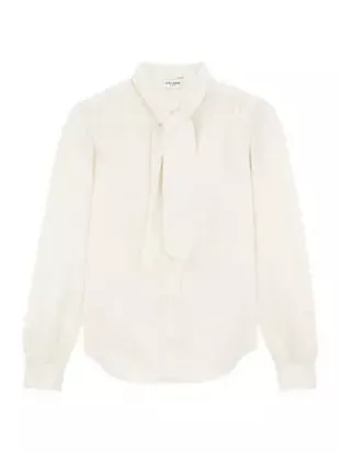 Lavallière-neck Blouse In Silk Satin