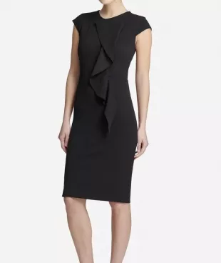 Ruffled Cap Sleeves Sheath Dress