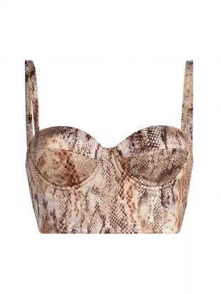 Sonya Top in Tan Multi Western Snake
