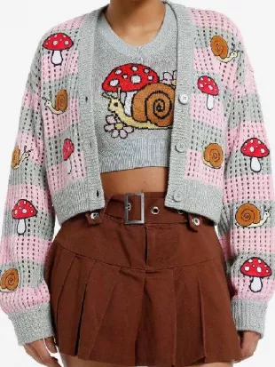 Loot S03 Stephanie Styles Mushroom Printed Cardigan