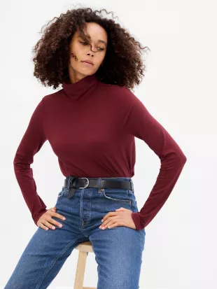 Stretch Jersey Turtleneck Top