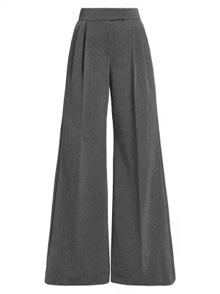 Polka Dot Relaxed-Fit Wide-Leg Trousers