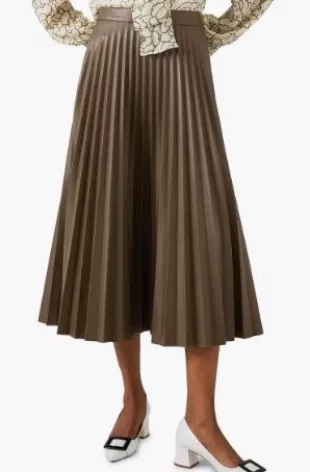 Laurie Pleated Faux Leather Midi Skirt