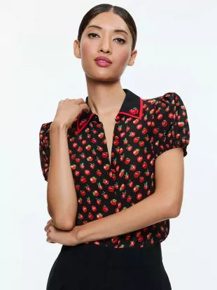 Willa Embroidered Top in Pink Lady Apple