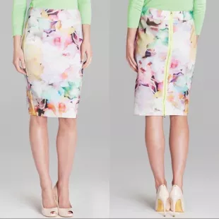 Beautiful Amaranth Floral Pencil Skirt