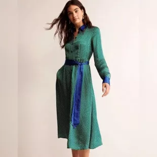 Kate Geo Print Long Sleeve Shirtdress