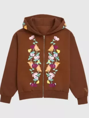 Taylor Swift Eras Tour Acoustic Piano Brown Zip-Up Hoodie